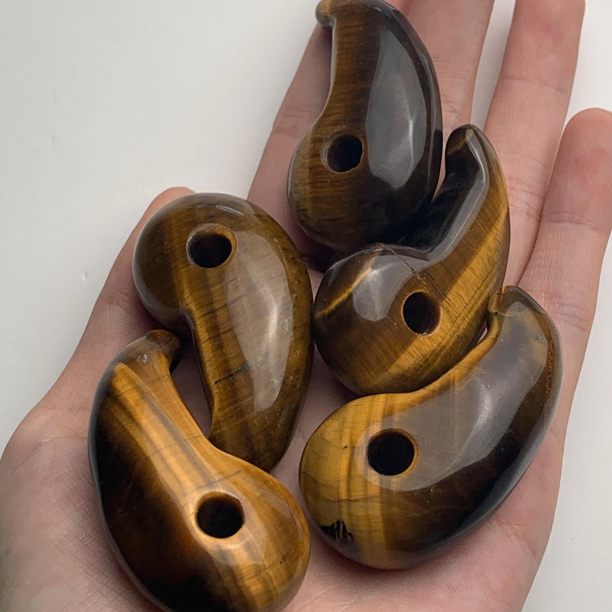 Tiger Eye Magatama 50mm Gemstone Carving, Golden Quartz Pendant