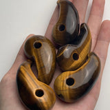 Tiger Eye Magatama 50mm Gemstone Carving, Golden Quartz Pendant