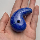 Natural blue Lapis Lazuli magatama pendant with a smooth polished finish