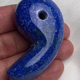 Natural blue Lapis Lazuli magatama pendant with a smooth polished finish