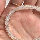 Blue and rainbow moonstone crystal bracelet with faceted rondelle beads