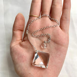 Faceted clear quartz pendulum with 200mm chain for dowsing