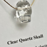 Clear Quartz Skull Pendant Necklace - Carved Crystal Gemstone Charm