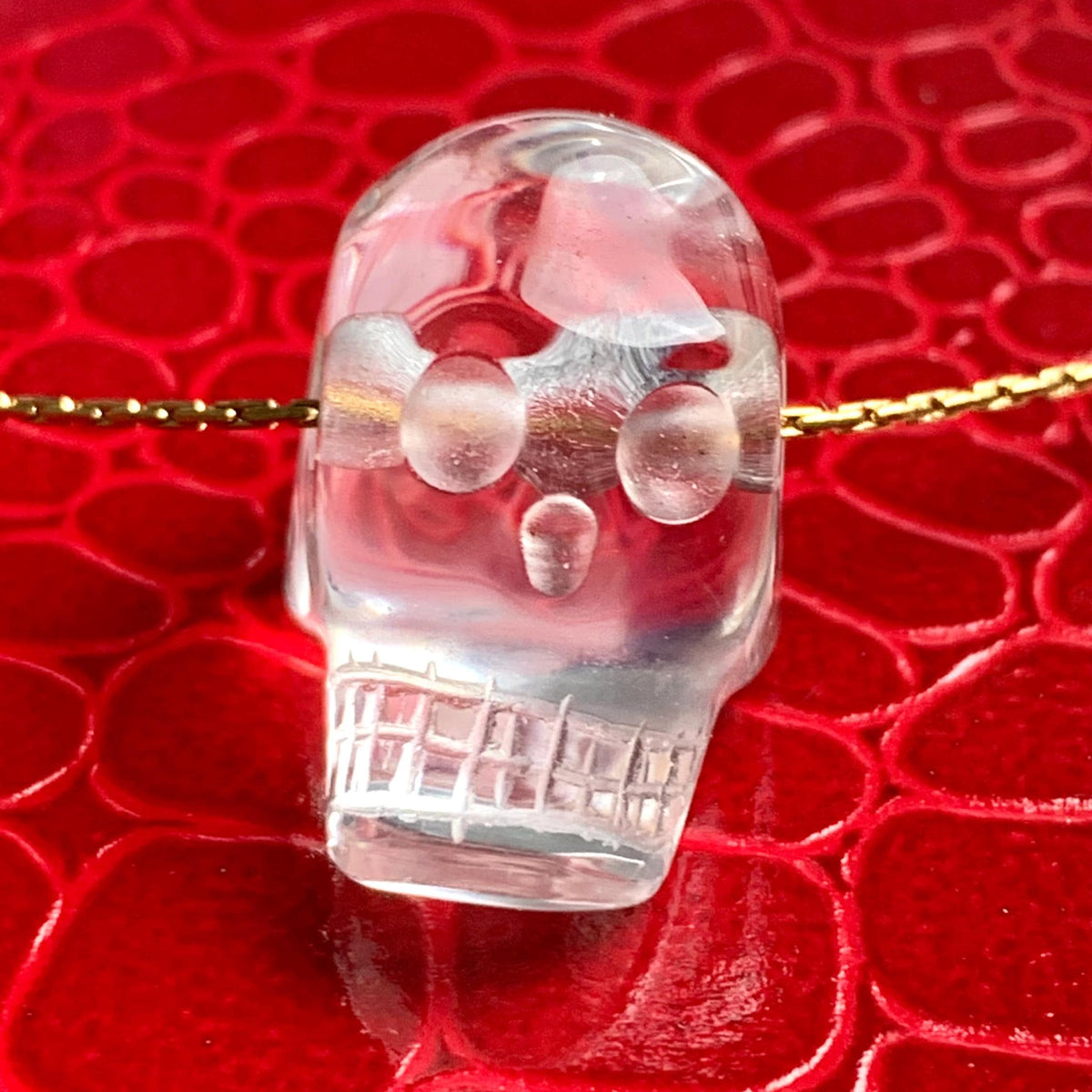 Clear Quartz Skull Pendant Necklace - Carved Crystal Gemstone Charm