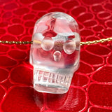 Clear Quartz Skull Pendant Necklace - Carved Crystal Gemstone Charm
