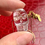 Clear Quartz Skull Pendant Necklace - Carved Crystal Gemstone Charm