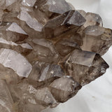 Low-angle smoky quartz gwindel cluster, broad base to pointed terminations, excellent large collector crystal piece