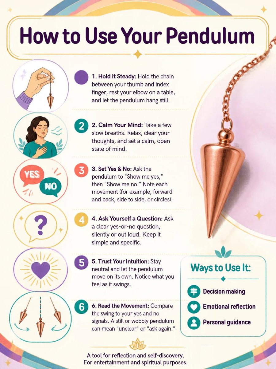 Copper Pendulum for Dowsing | Heavy Metal Pendulum with 8 Inch Chain | Scrying & Divination Tool for Energy Work
