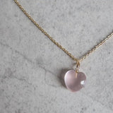 Star Rose Quartz Heart Necklace, Ice Quartz Pendant, Gold