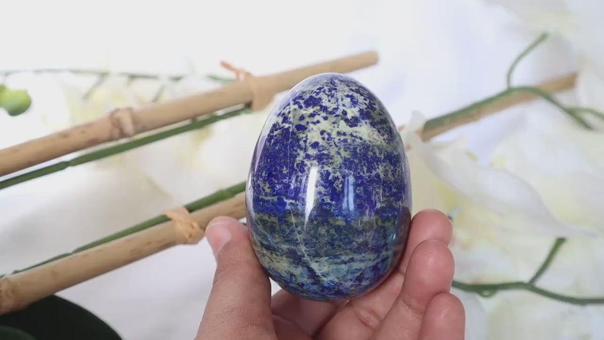 Lapis Lazuli Egg, Polished Crystal, Deep Blue Natural Stone, Reiki Meditation Tool, Royal Blue Gemstone Egg, Metaphysical Gift