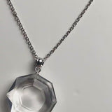 Clear Quartz Pendant Necklace, Faceted Octagon Crystal Jewelry, AAAA Gemstone Sterling Silver Necklace