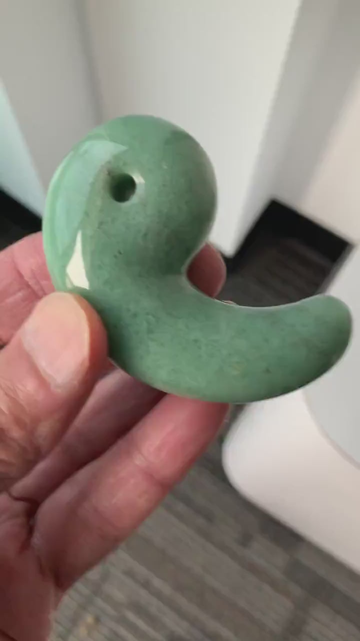Green Aventurine Magatama | Large Japanese Talisman | Luck, Healing and Protection Stone