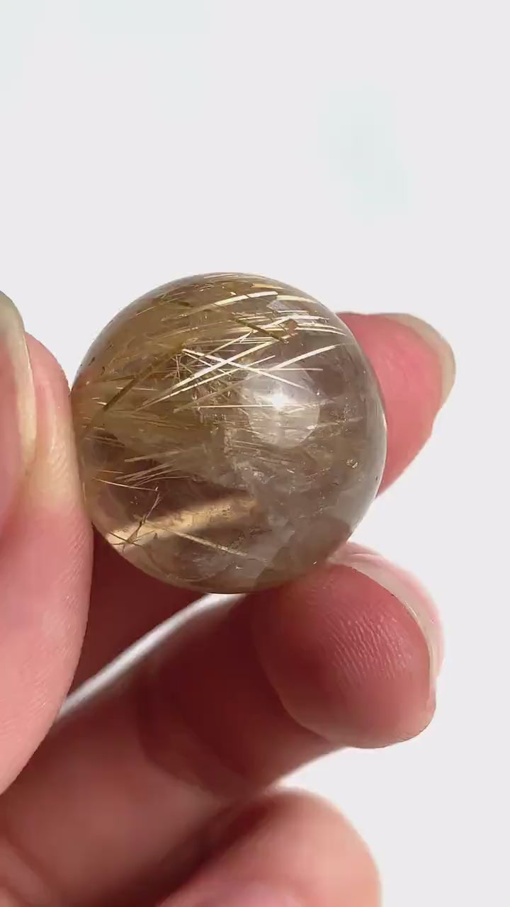Rutilated Quartz Sphere Crystal Ball 21mm High Grade Rutile Collector Stone, B6