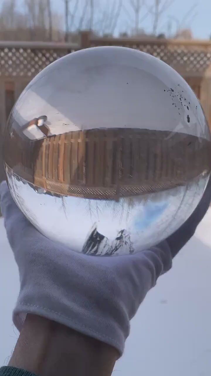 Clear Quartz Sphere Large Natural Crystal Ball 8.4 lb High Clarity, Q04