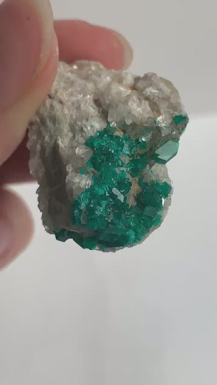 Tsumeb Dioptase Specimen – Emerald Green Crystals on Matrix, Namibia Collector Mineral, D8