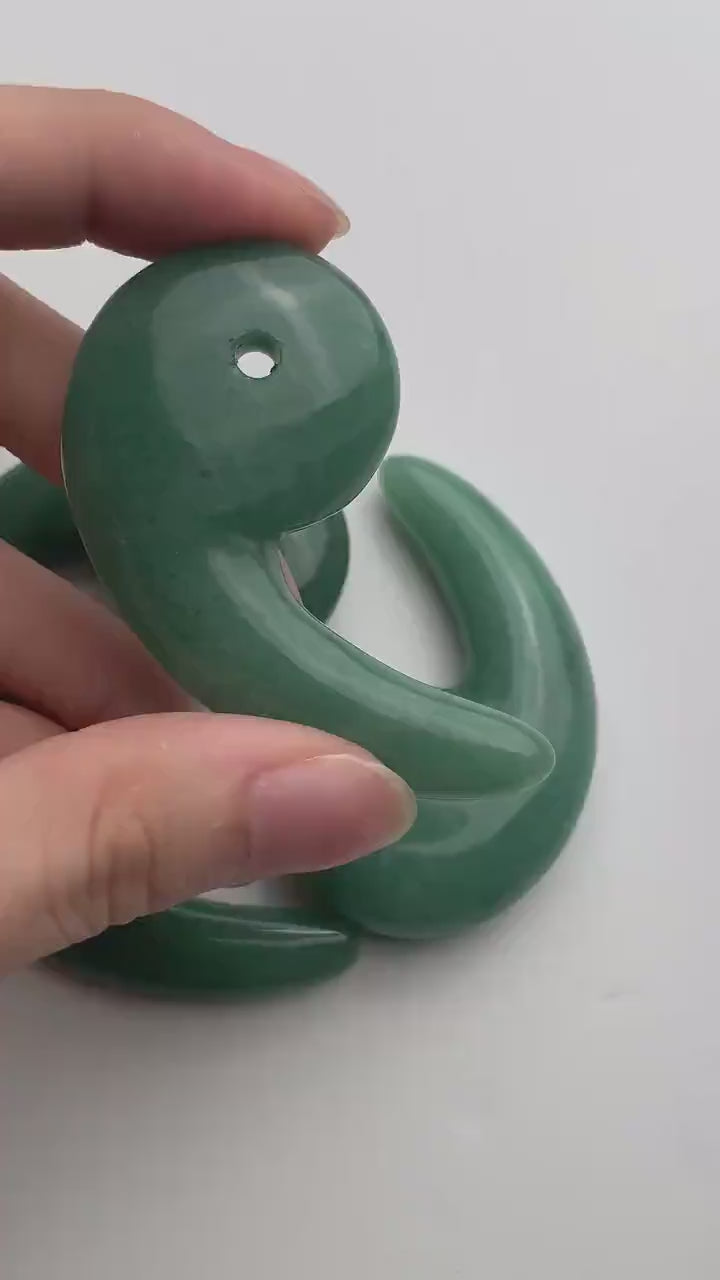 Green Aventurine Magatama 60mm, Crystal Pendant, Polished Gemstone Carving for Jewelry, Meditation & Collecting
