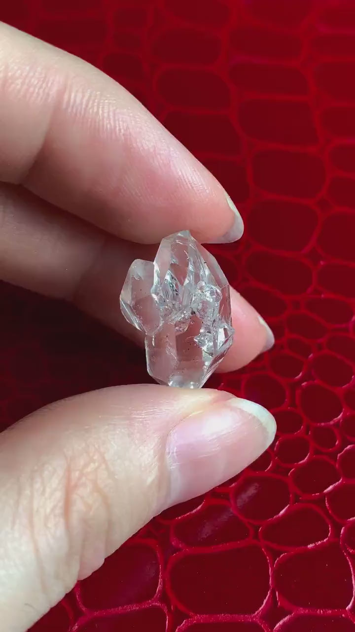 Herkimer Diamond Cluster, Water Clear Sparkly Natural Specimen, Twin Growth Points NY, A1