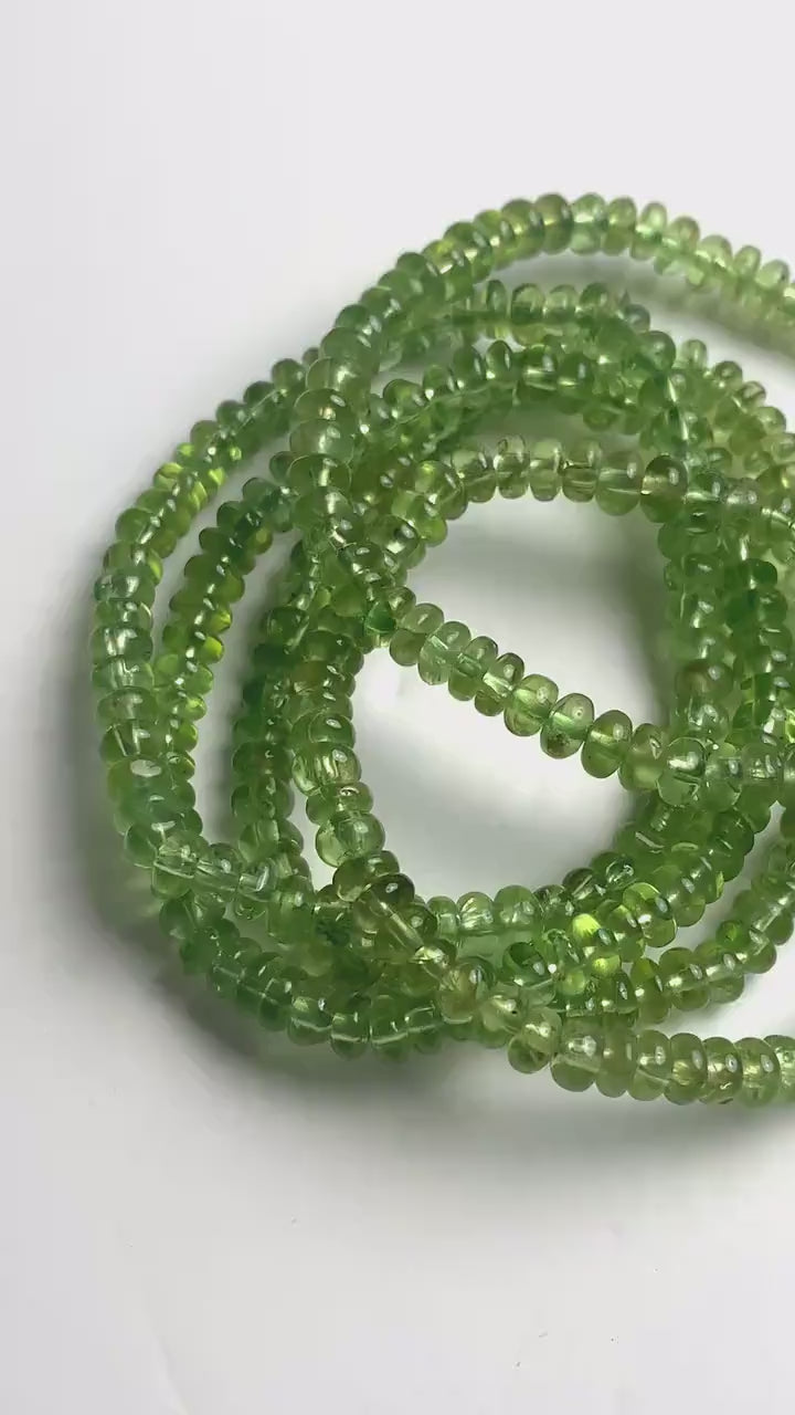 Peridot Bracelet Authentic Super High gem Quality AAAA, 5mm Smooth Rondelle Beads, Green Gemstone Jewelry, August Birthstone