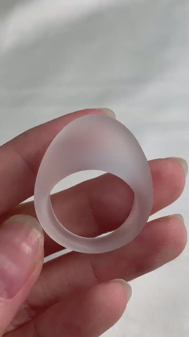 Matte Clear Quartz Dome Ring, Statement Cocktail Ring, Minimal Boho Jewelry