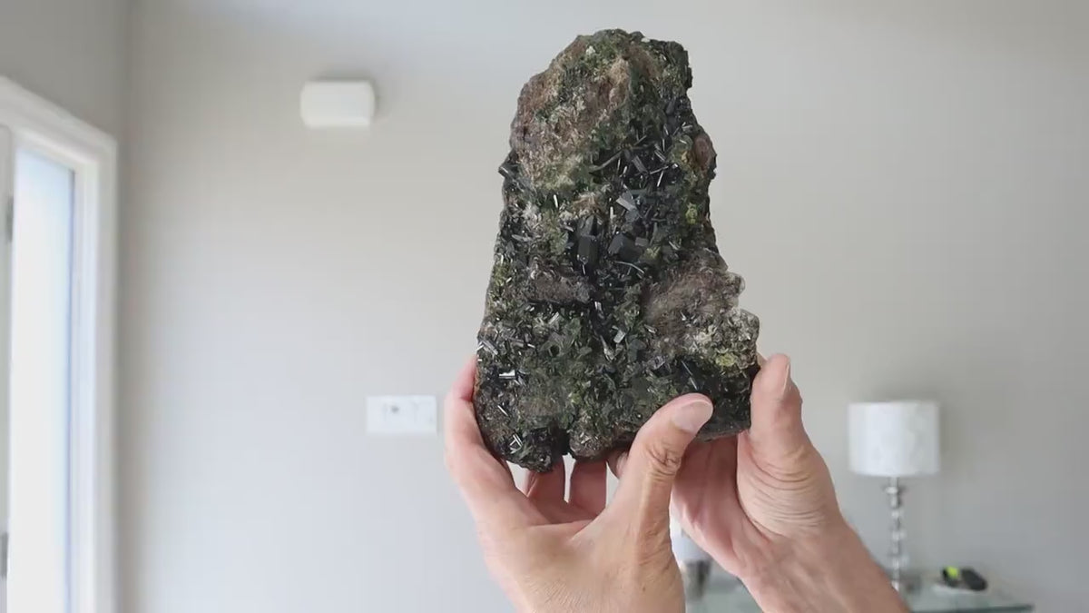 Xtra Large Epidote Specimen with Crystal Clusters 8 inches 6.1 Lbs, EP5