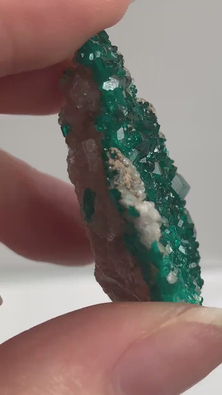 Tsumeb Dioptase Specimen – Emerald Green Crystallized Matrix, Namibia Collector Mineral Cabinet Display Piece, D13