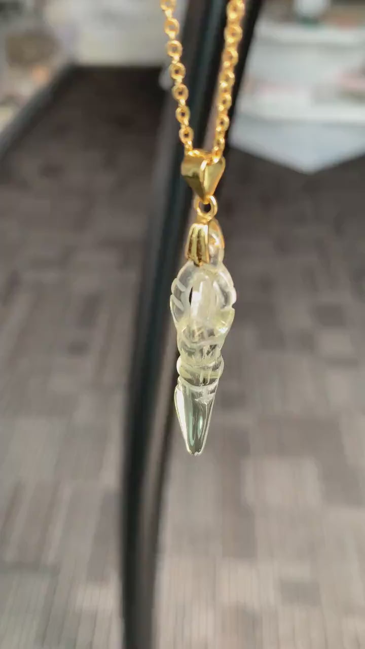 Citrine Vajra Necklace | Tibetan Dorje Amulet Pendant in Silver or Gold | Buddhist Protection & Abundance