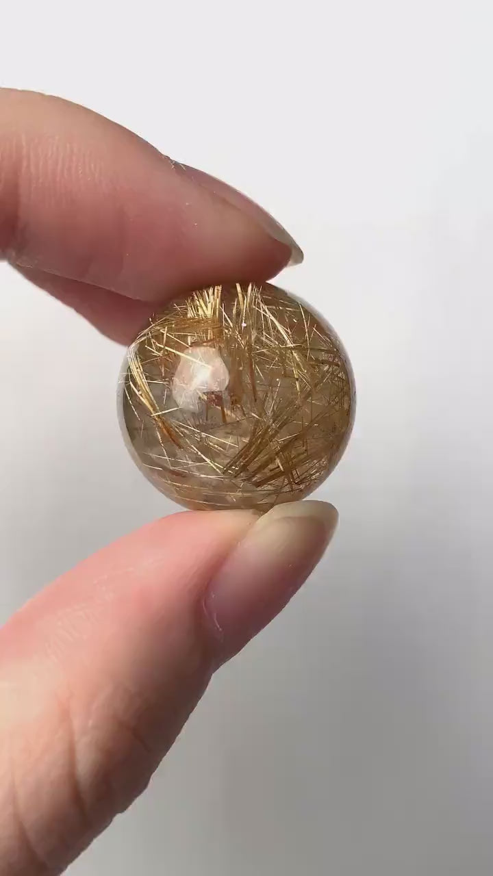 Rutilated Quartz Sphere, Golden Rutile Inclusions, Natural Crystal Ball, RQS3