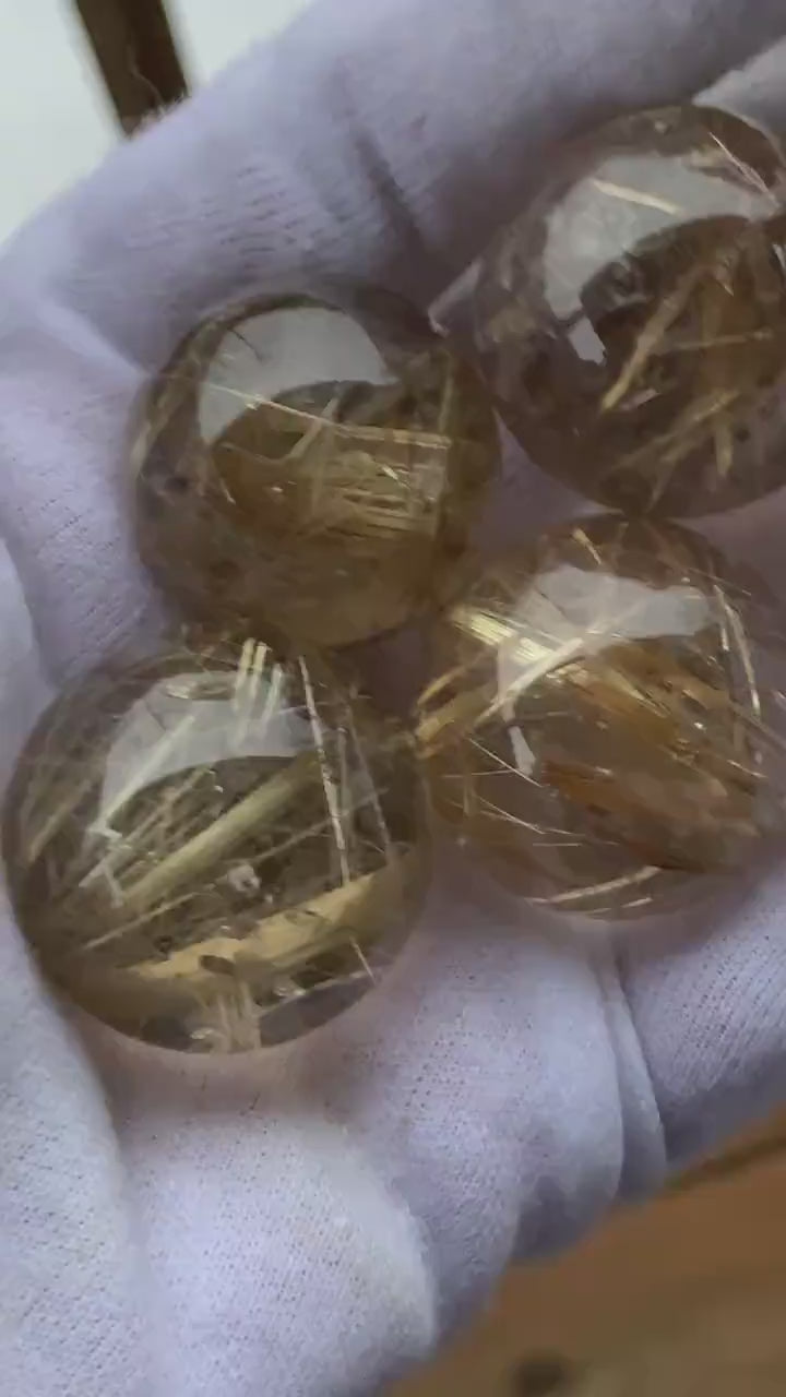 Rutilated Quartz Sphere | Golden Rutile Crystal Ball 25mm