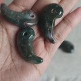 Bloodstone Magatama Japanese Talisman for Strength, Protection & Vital Energy