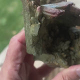 Himalayan Chlorite Quartz Cluster with Iron Oxide Red Inclusions for Energy Cleansing & Decor