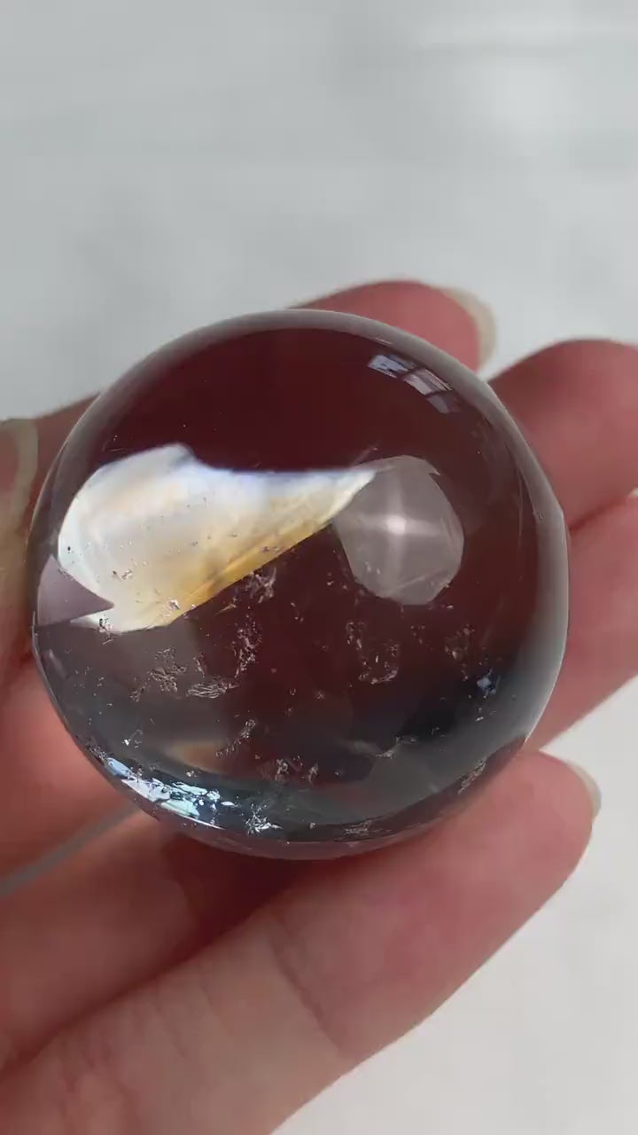 Rainbow Quartz Sphere Crystal Ball, Rare Rainbow Inclusion Collector Stone. B3