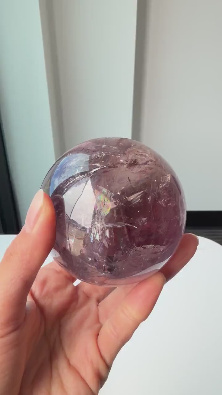 Large Amethyst Crystal Sphere | Natural Purple Gemstone Decor (72mm), VKa8