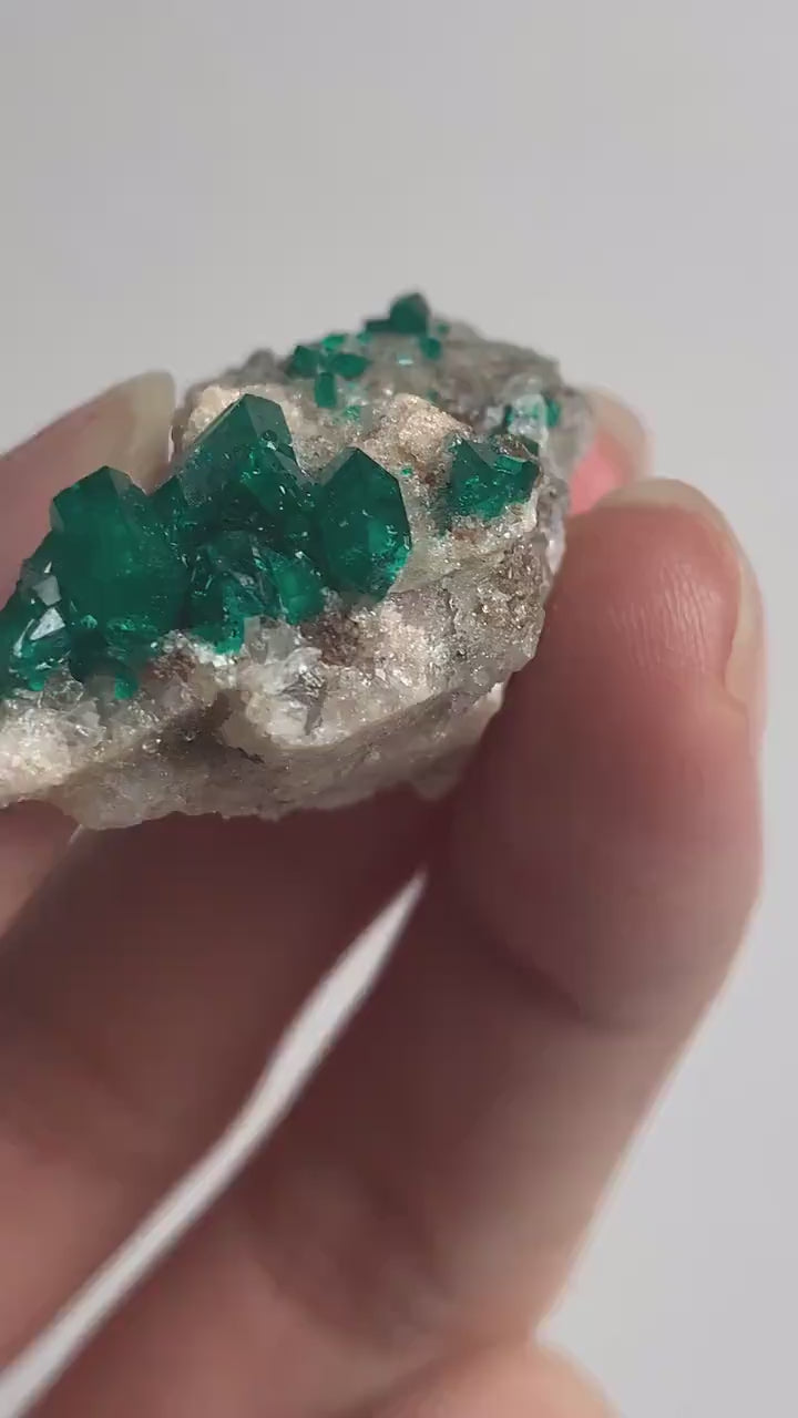 Crystal Dioptase Specimen – Rich Emerald Green Tsumeb Mine Mineral Cabinet Display, D5