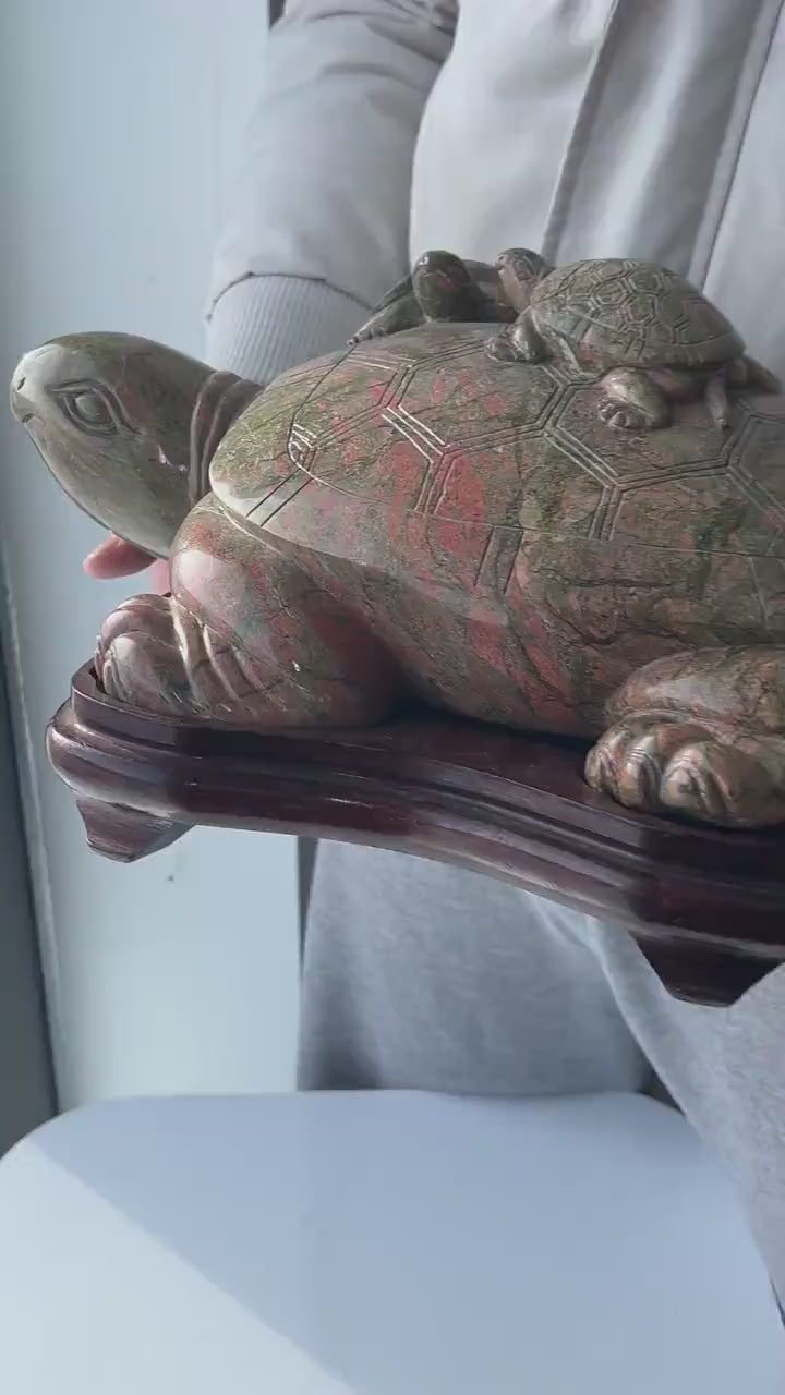 Large Hand-Carved Gemstone Turtle Sculpture  Museum-Quality Home Decor Statement Piece