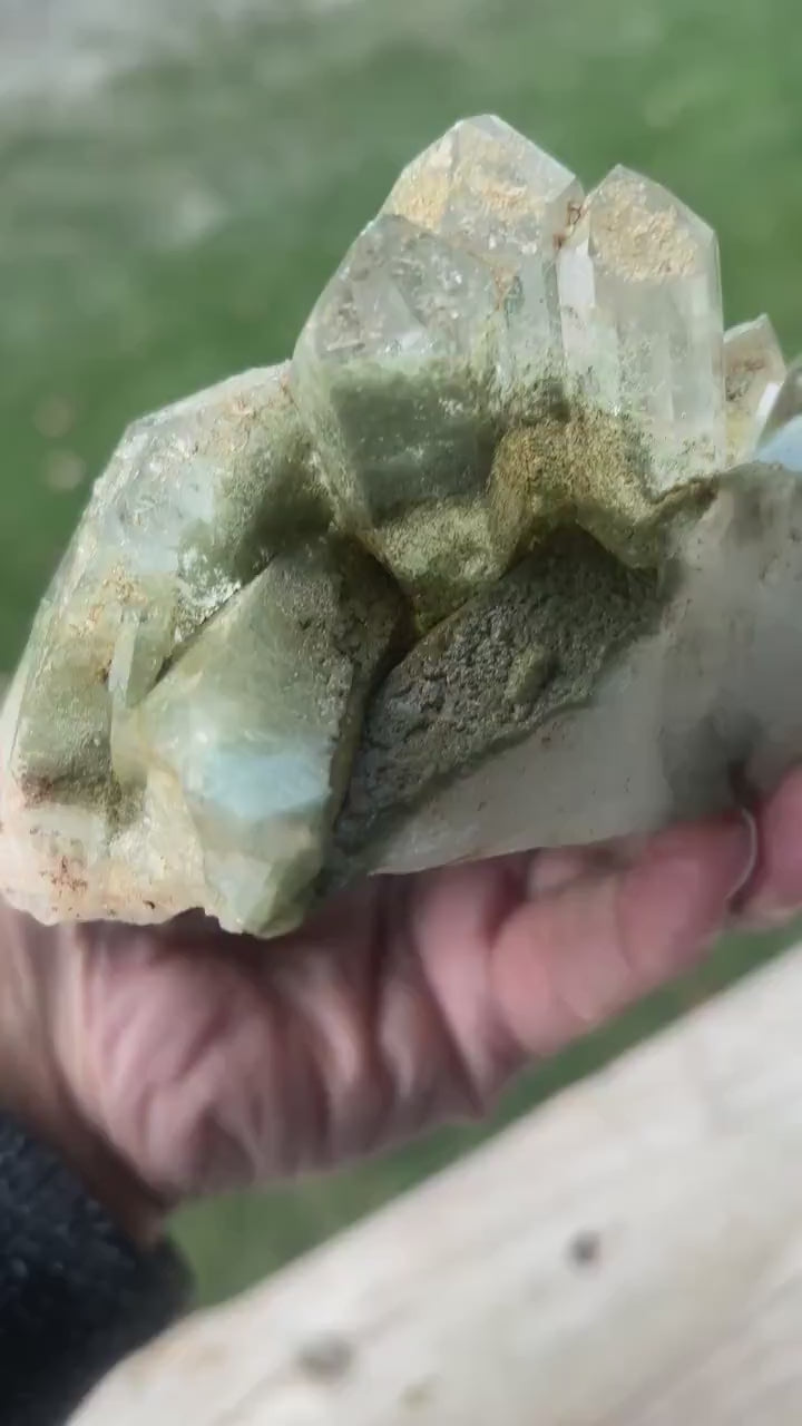 Himalayan Chlorite Quartz Cluster for Healing, Energy Cleansing & Crystal Decor