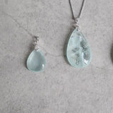 Aquamarine Pendant Necklace Sterling Silver