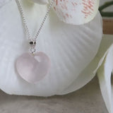 Rose Quartz Heart Pendant Necklace | Sterling Silver, Love & Healing