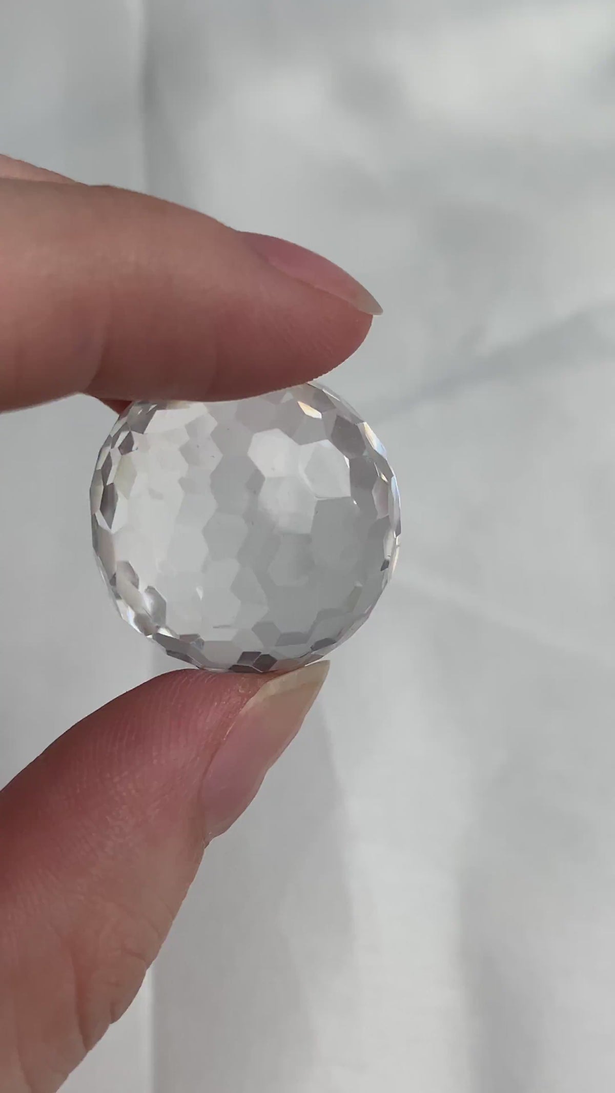 Flawless clear quartz 25mm faceted sphere rare crystal gem grade diamond cut