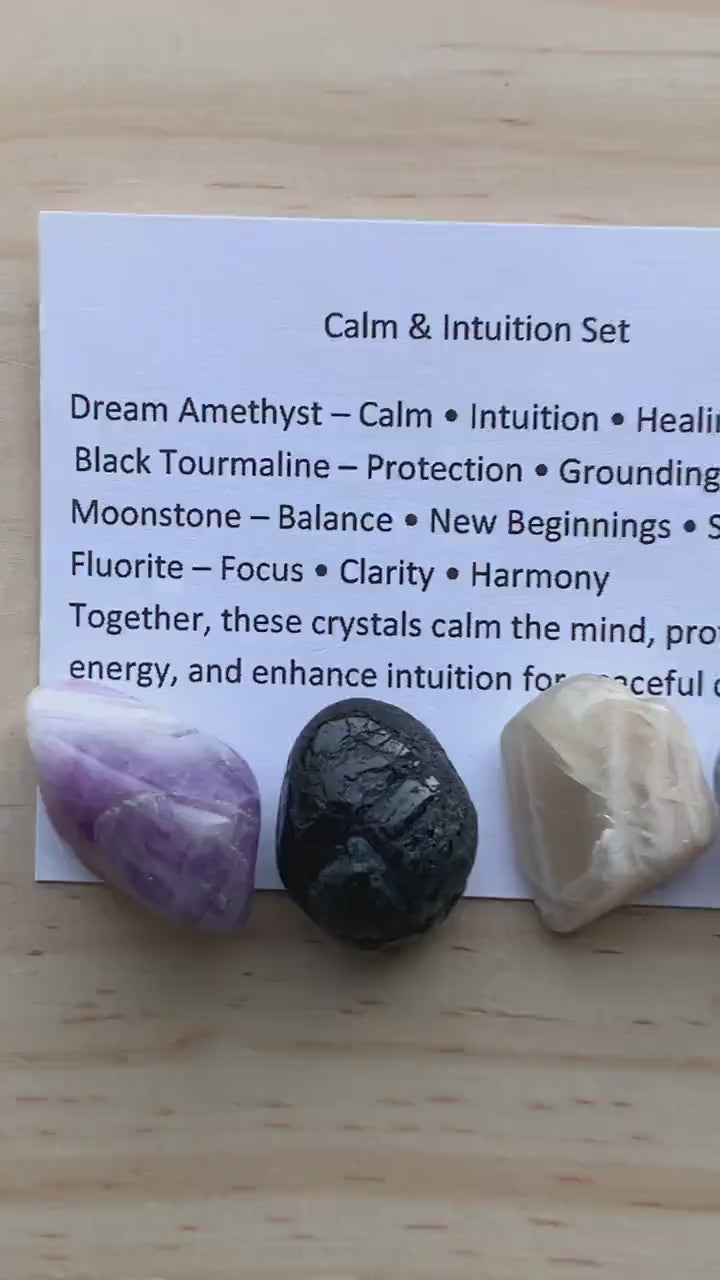 Healing Crystal Set, Intention Stones for Calm and Abundance, Spiritual Gift