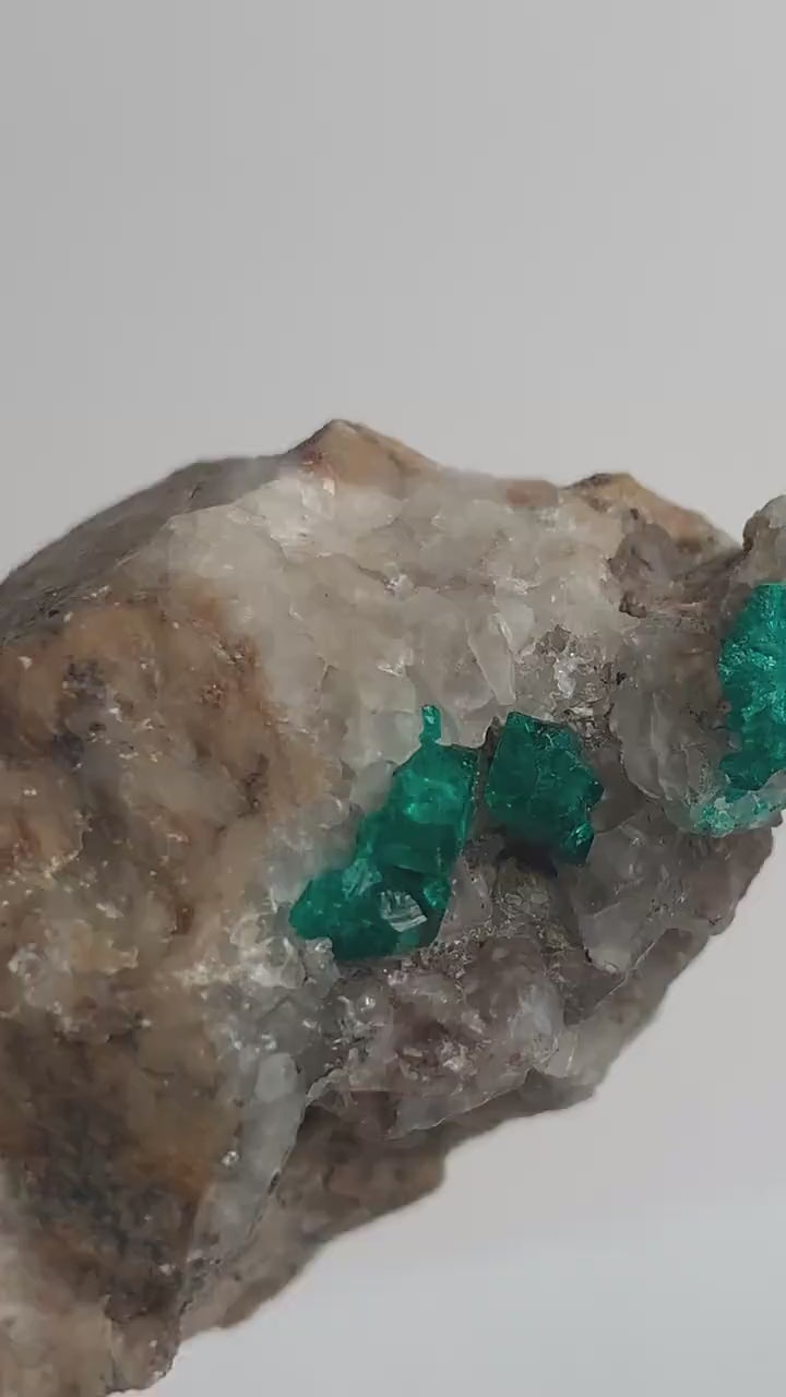 Tsumeb Dioptase Specimen – Emerald Green Crystal Matrix, Namibia Collector Display Piece, D16