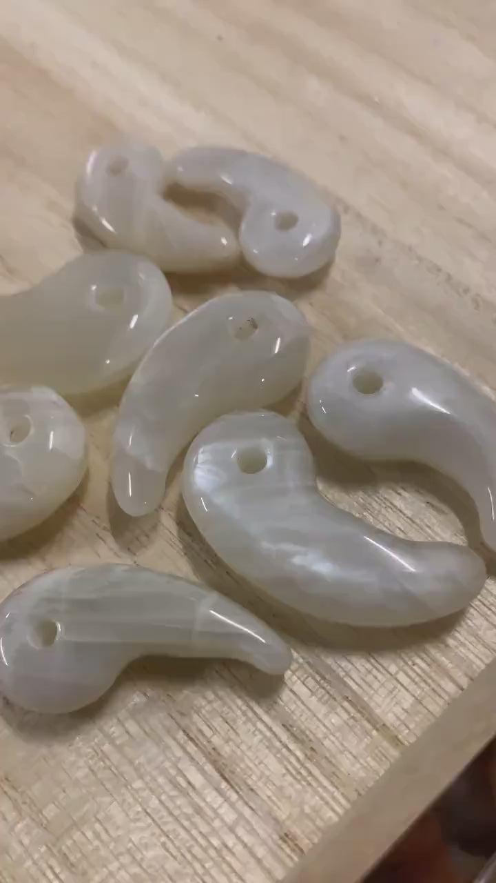 Moonstone Magatama Japanese Talisman | Sacred Symbol