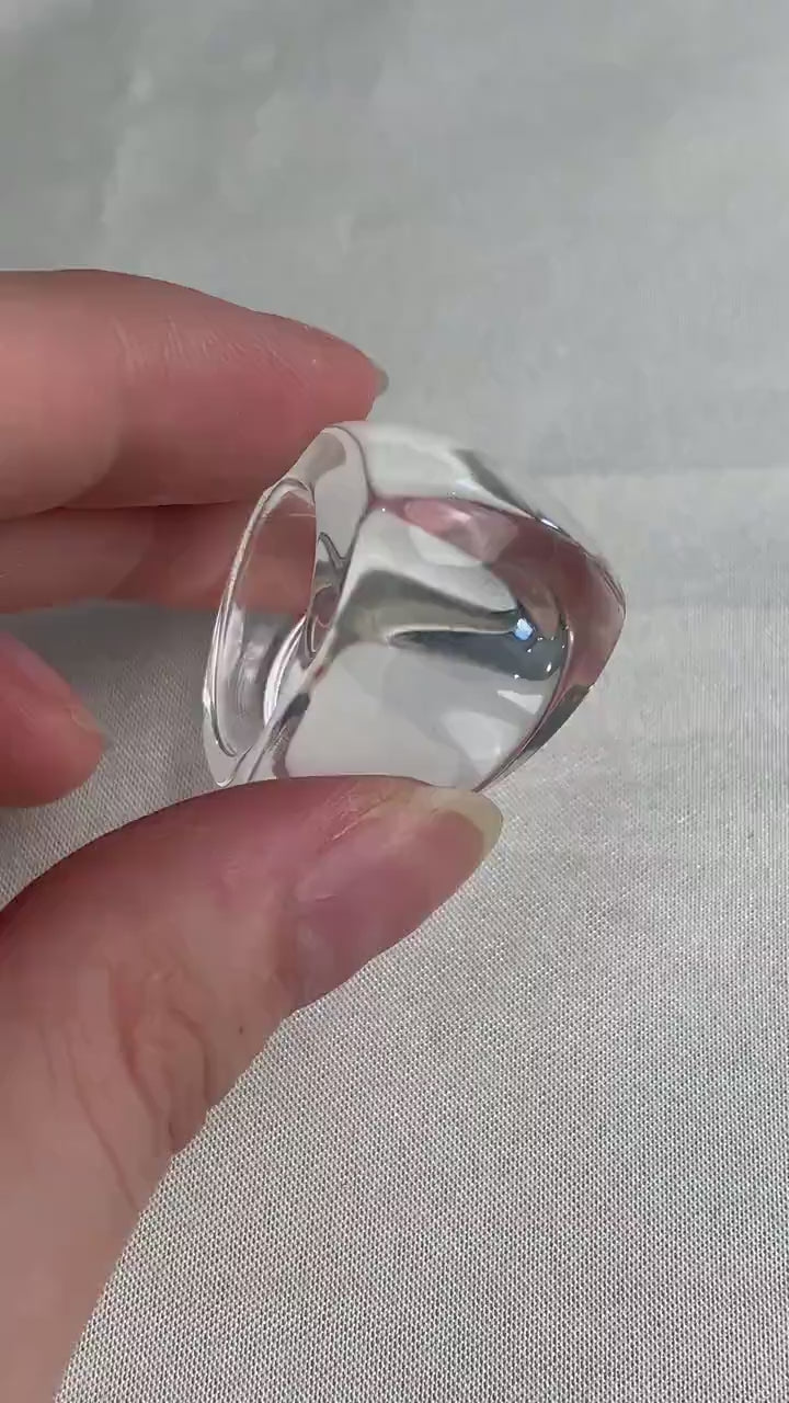 Clear Quartz Statement Ring, Bold Cocktail Ring, Curved Steep Sculptural Jewelry