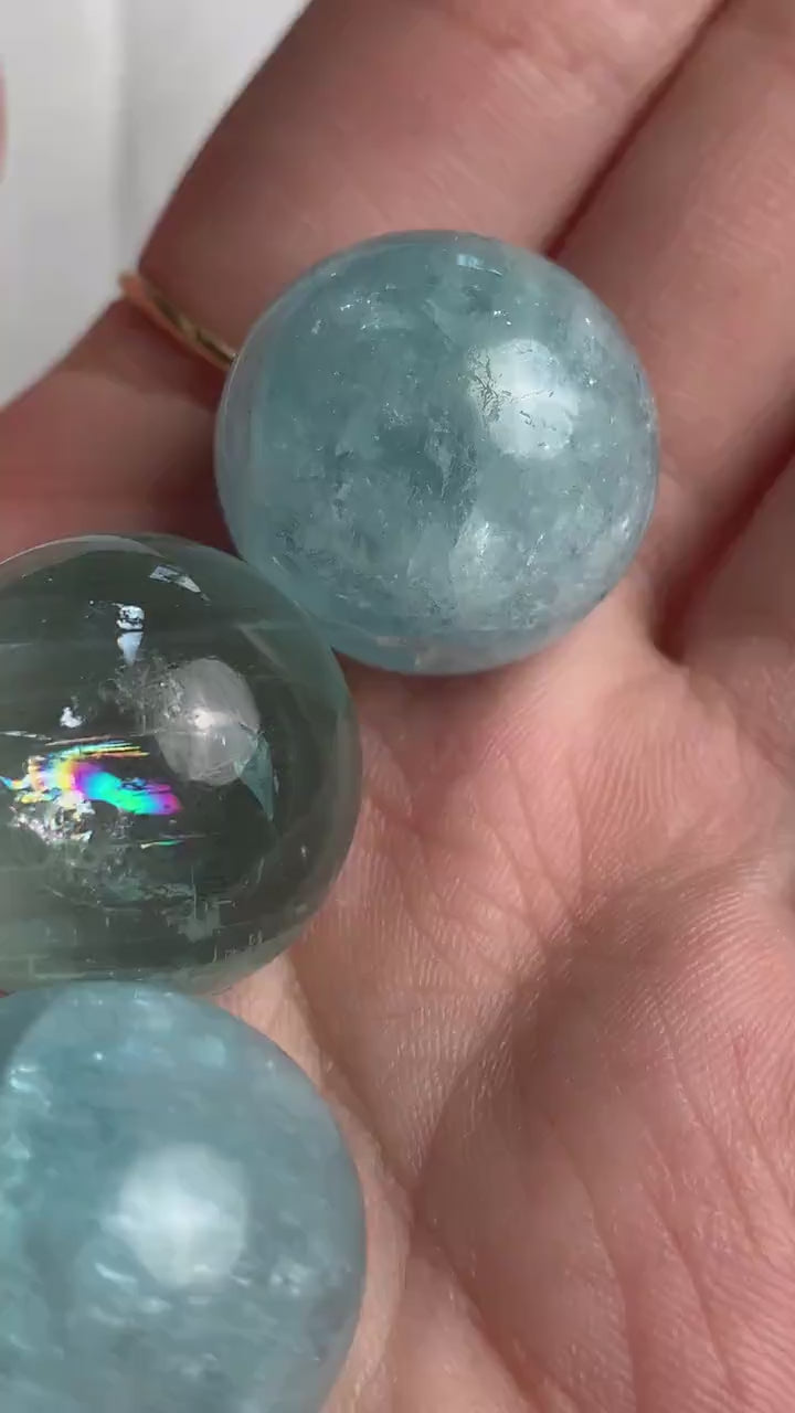 Deep blue aquamarine sphere 20mm crystal ball rare high grade specimen