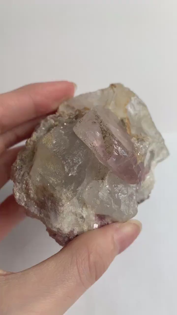 Terminated Pink Morganite Crystal on Matrix: Pakistan Beryl Specimen (79mm), PM3