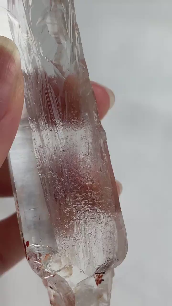 A4: Lemurian Quartz Crystal Isis Face High Clarity Ribbed Collector Point
