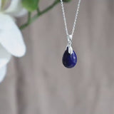 Lapis Drop Pendant Necklace Sterling Silver