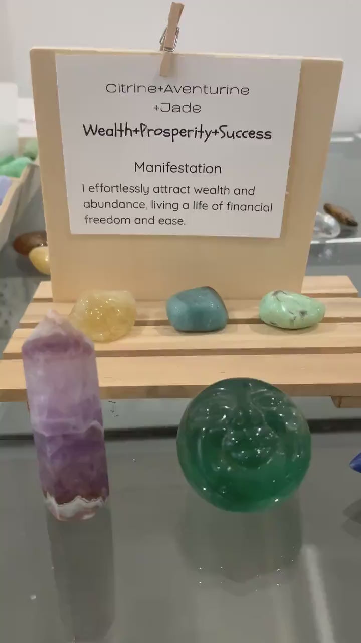 Healing Crystal Set, Manifestation Stones with Affirmation Card, Spiritual Gift