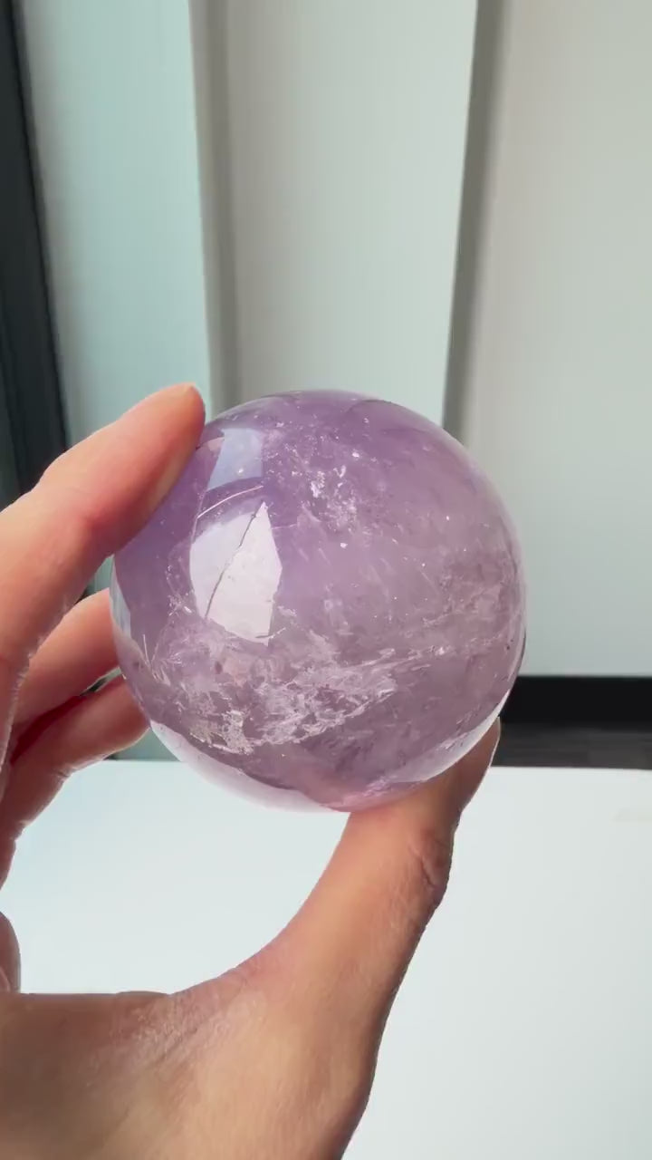 Amethyst Crystal Sphere | Deep Purple Quartz Stone for Calm Energy, Meditation & Home Décor, VKa2