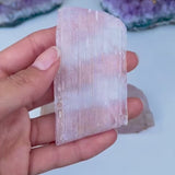 Etched Kunzite Crystal Specimen: Pink Healing Stone, Collector Mineral