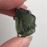 Raw Moldavite Necklace Authentic Czech Republic Crystal with Silver Chain, MS2